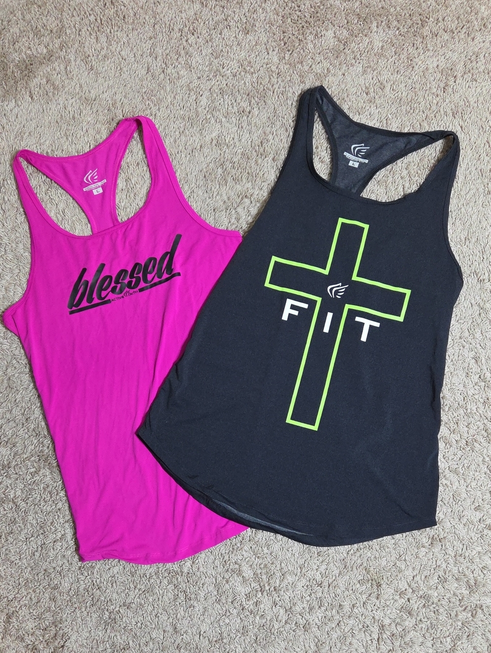 Active Faith Sports (2) Large Racerback Tank Tops, Blessed